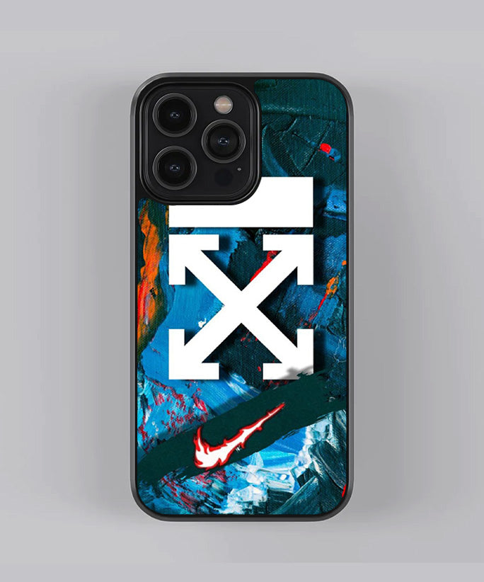 Abstract Off White With Nike Premium Glass Case