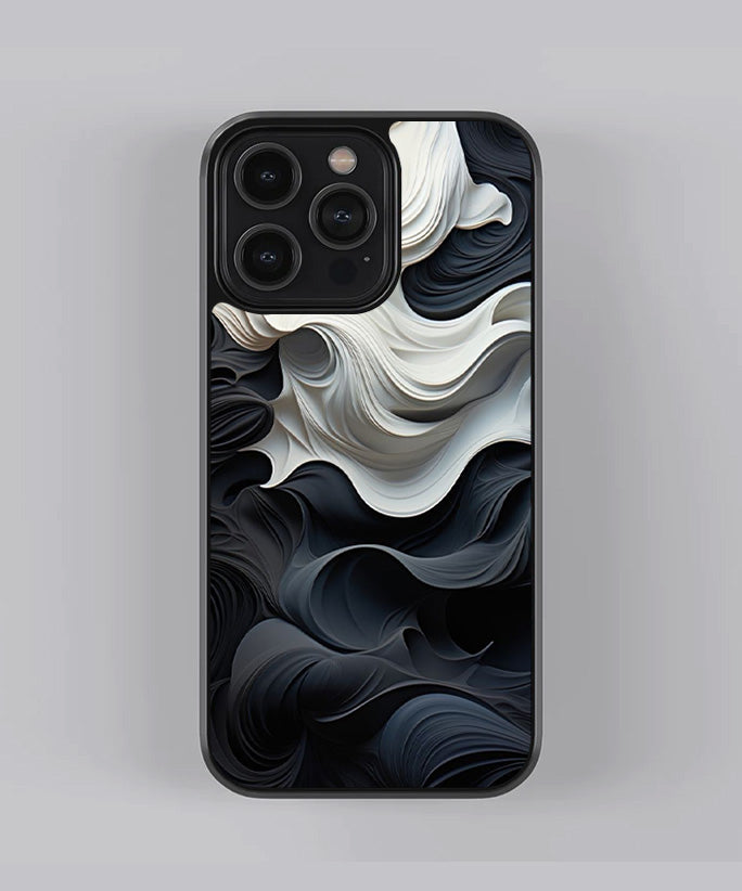 Abstract Painting of Black and White Premium Glass Case