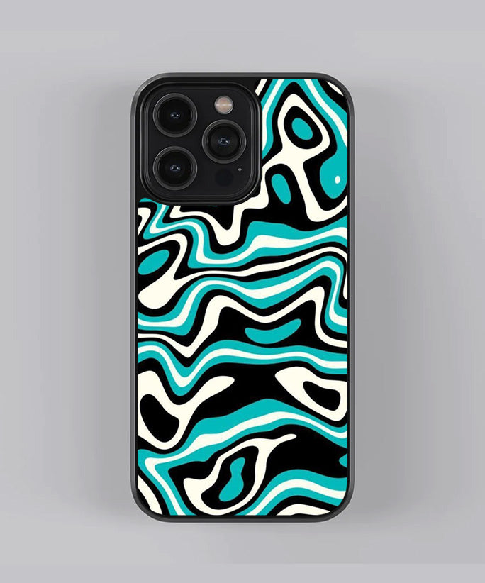 Blue and Black Waves Premium Glass Case