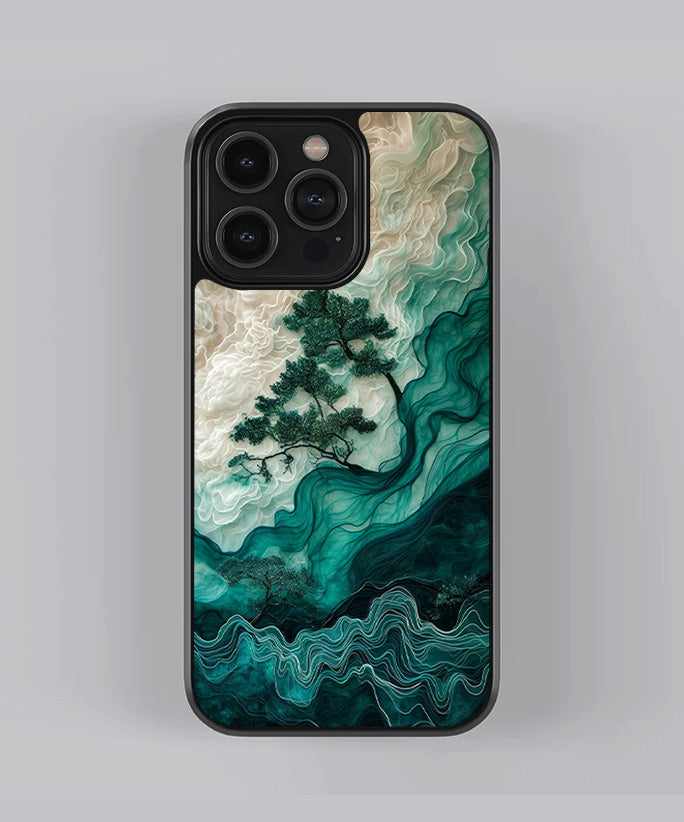 Green Aesthetic Painting Premium Glass Case