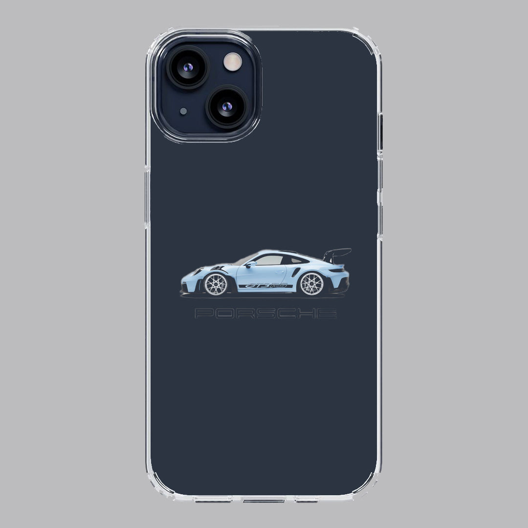 porche blue cutout premium transparent case