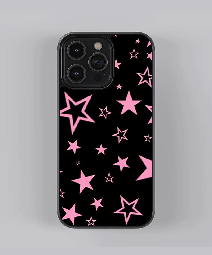 Pink Stars Design Premium Glass Case